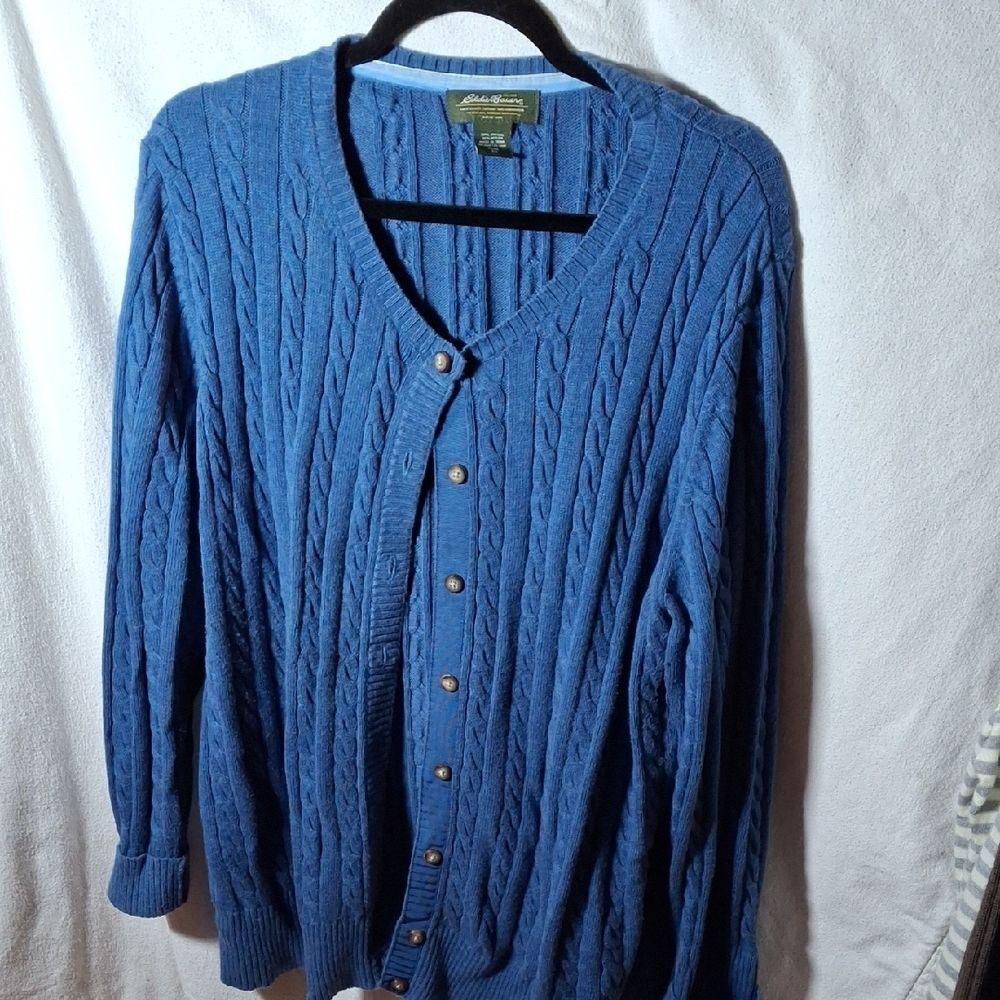 Eddie Bauer Blue Button-Up Cardigan (Can181)